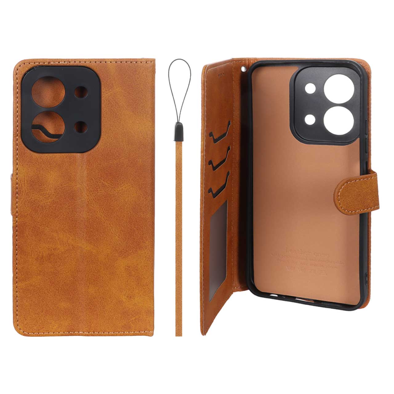 کیف موبایل مگنتی درجه یک داخل خز MNC Plus مدل Xiaomi Redmi 15C / Poco C85 - عسلی