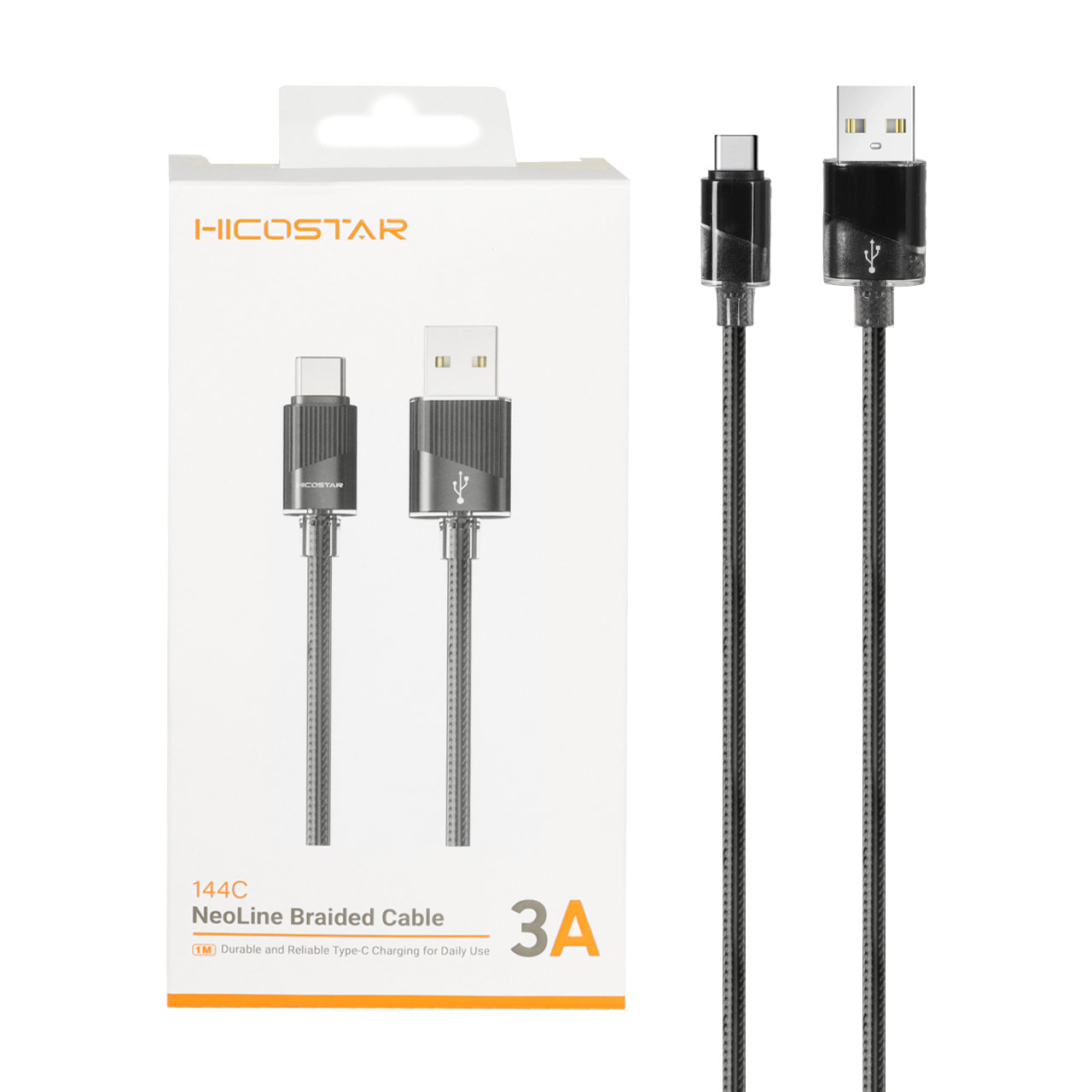 کابل شارژ فست Hicostar Type-C مدل 144C - مشکی