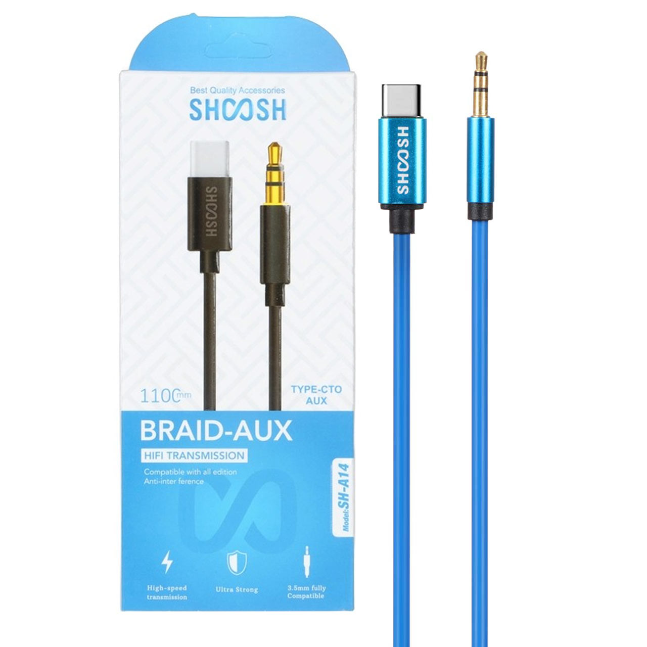 کابل تبدیل Shoosh AUX TO Type-C مدل SH-A14 - آبی - SMO