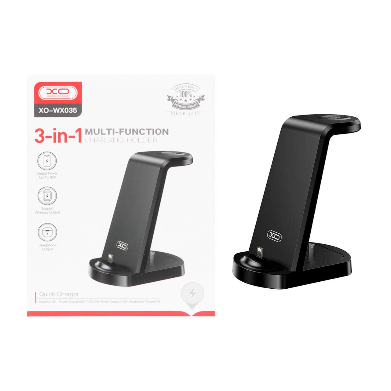 شارژر وایرلس سه کاره XO مدل WX035 - مشکی