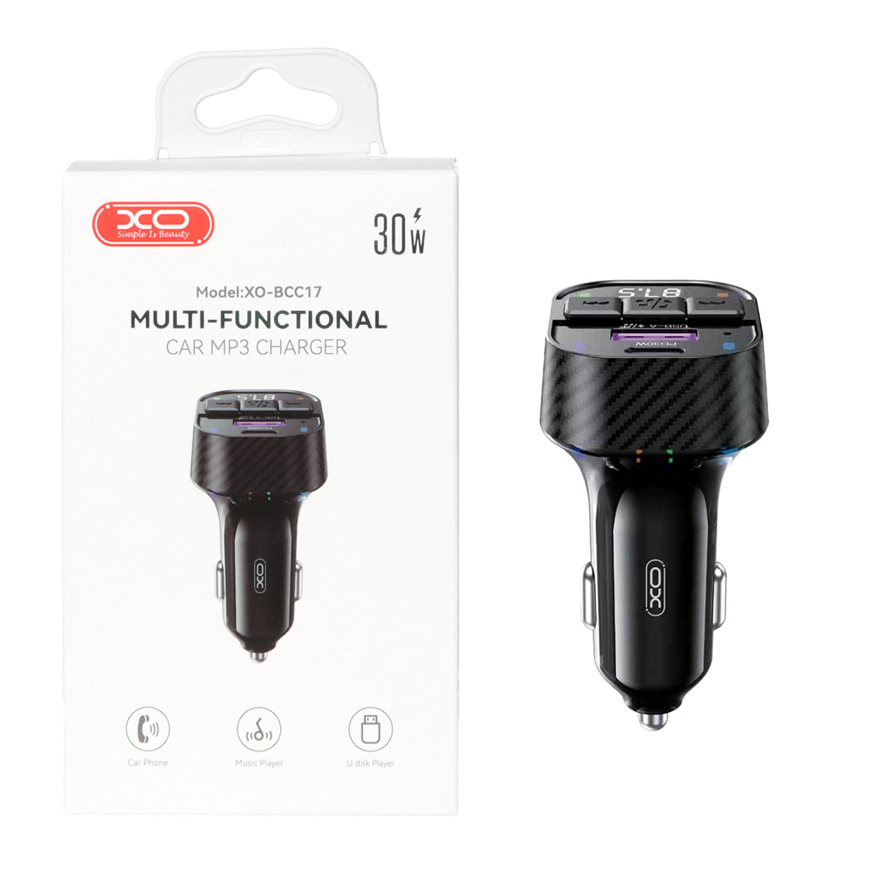 شارژر فندکی فست دو پورت XO مدل XO-BCC17 30W - مشکی