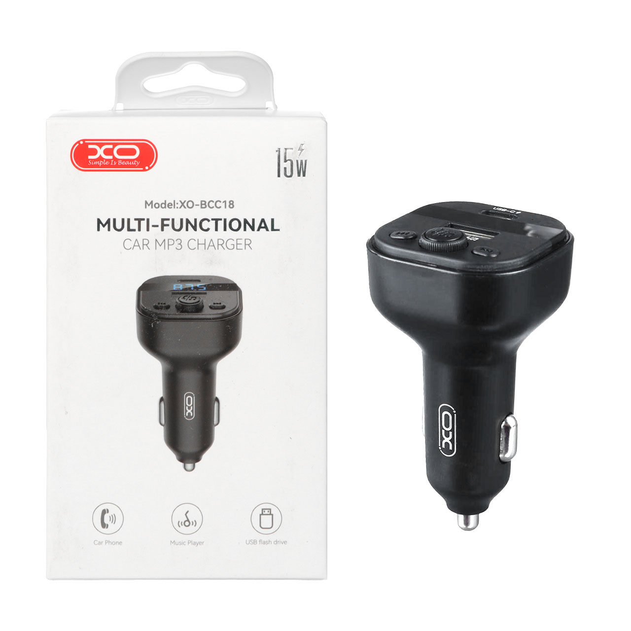 شارژر فندکی فست دو پورت XO مدل XO-BCC18 15W - مشکی