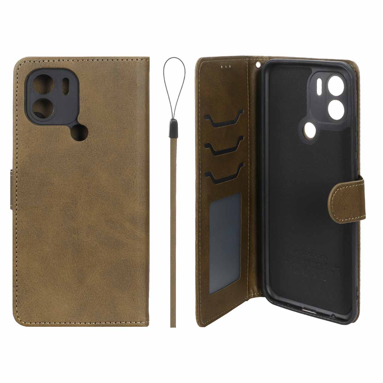 کیف موبایل مگنتی درجه یک داخل خز MNC Plus مدل Xiaomi Redmi A1 Plus / Redmi A2 Plus - سبز زیتونی