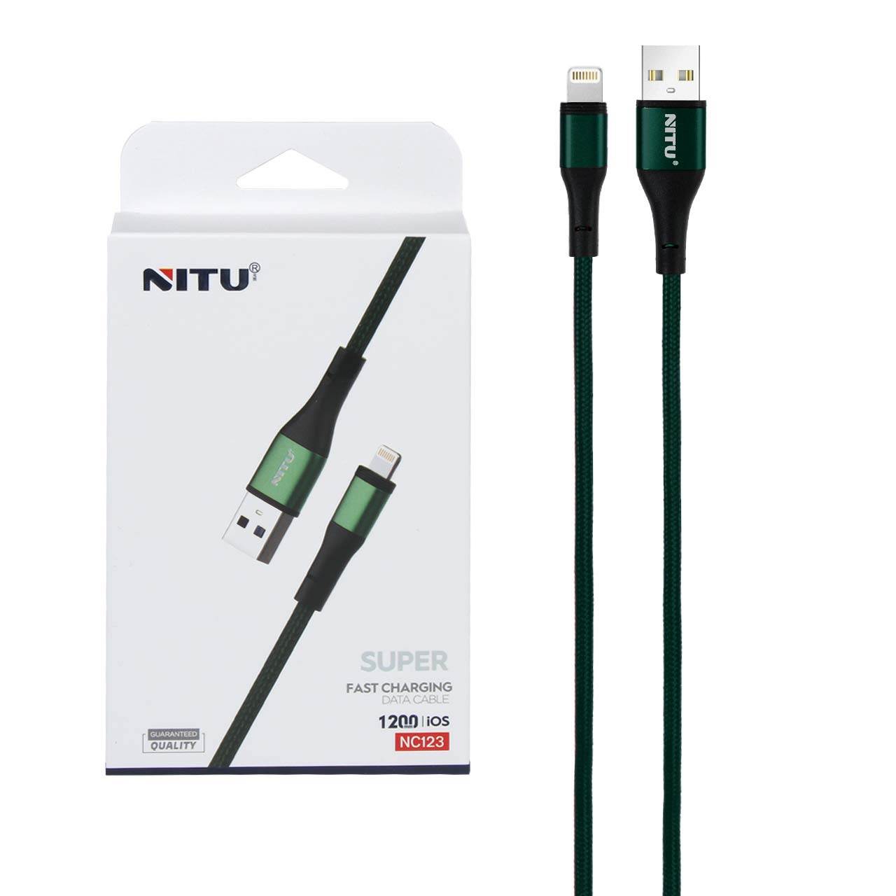 کابل شارژ فست آیفون NITU مدل NC123 - سبز (گارانتی 18 ماه تعویض نیکان همراه)