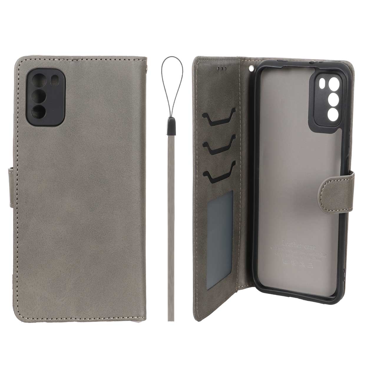 کیف موبایل مگنتی درجه یک داخل خز MNC Plus مدل Xiaomi Poco M3 - خاکستری