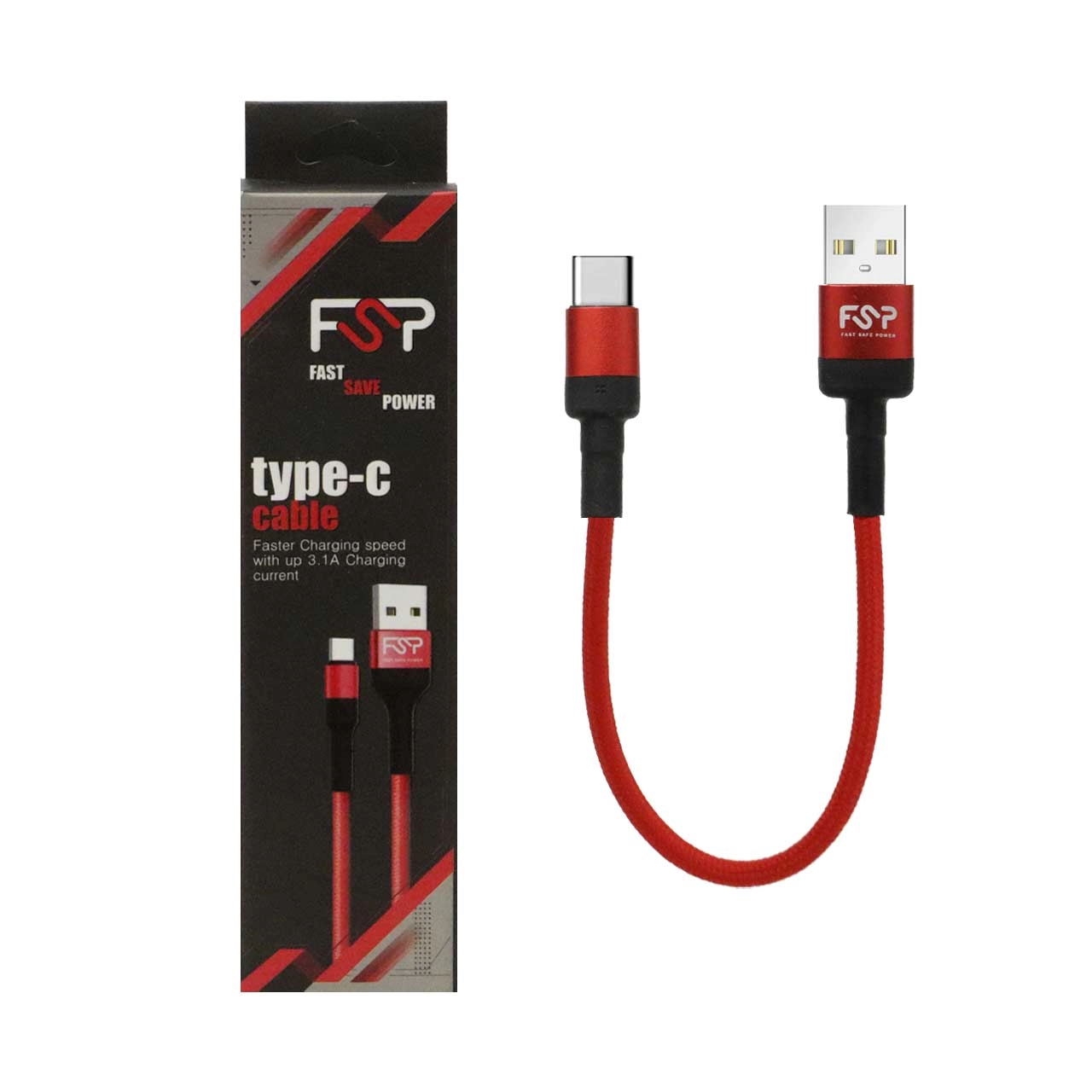 کابل شارژ فست پاوربانک FSP Type-C - قرمز - BSA