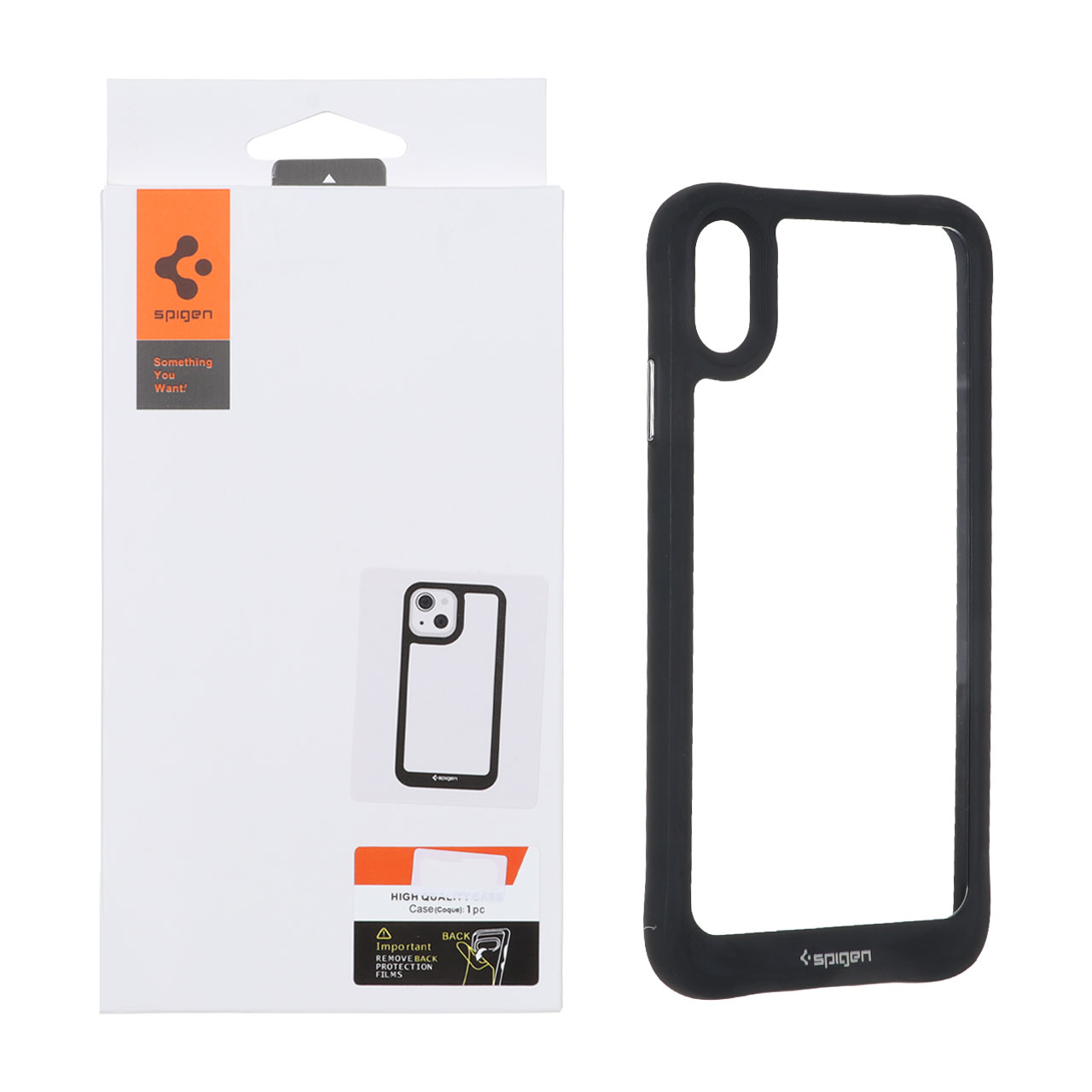 قاب اورجینال Spigen مدل Apple iPhone X Max / iPhone XS Max - شفاف مشکی (پک دار)