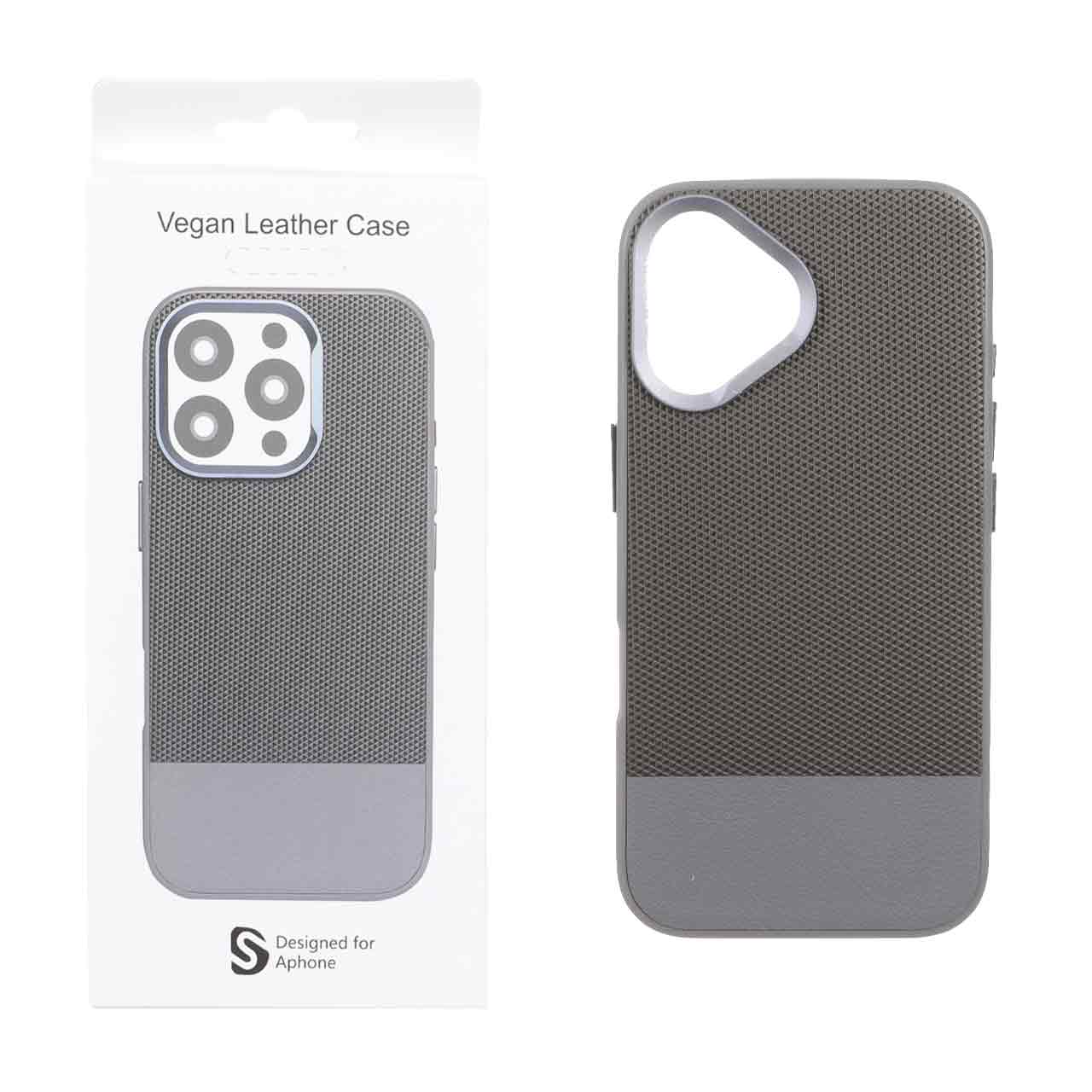 قاب اورجینال Vegan Leather Case چرمی دو تکه Apple iPhone 16 - خاکستری (پک دار) - MPS