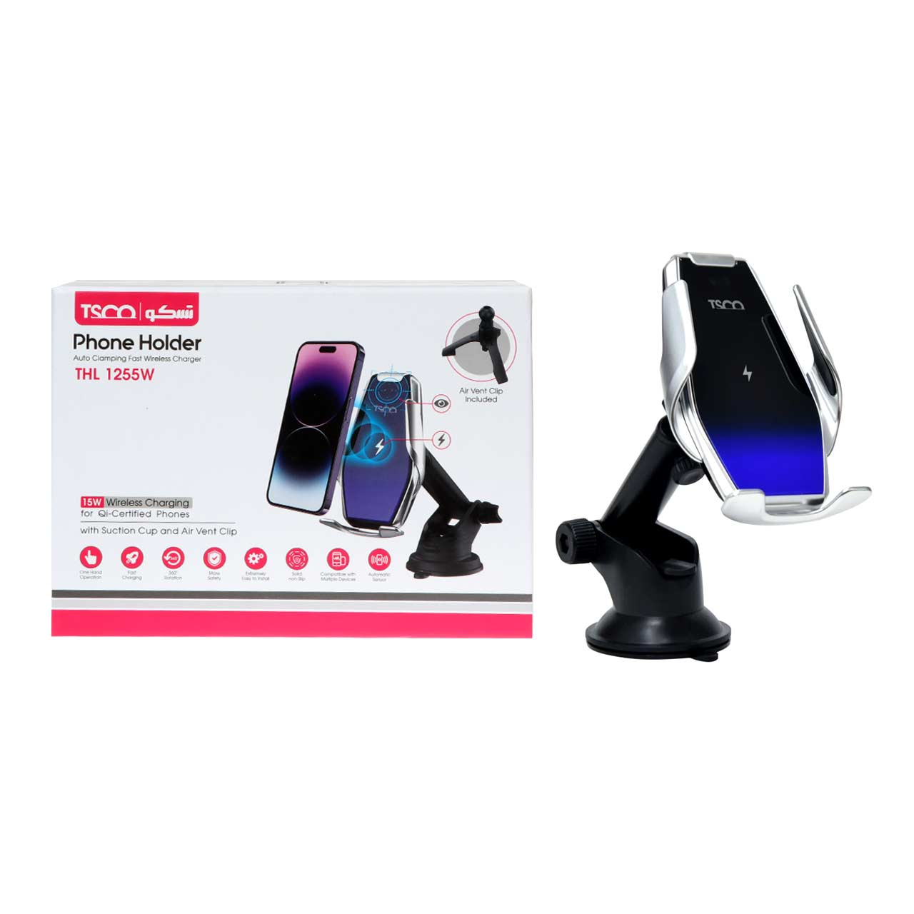 هولدر و شارژر وایرلس گوشی موبایل TSCO مدل THL 1255W - مشکی