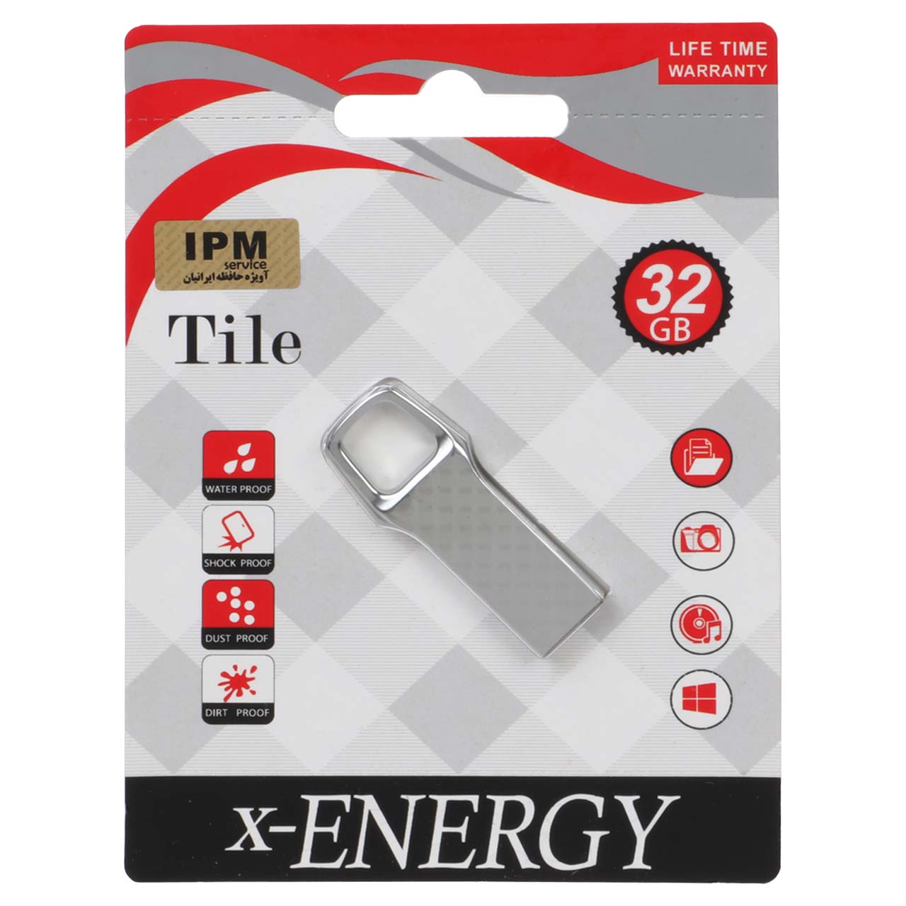 X-ENERGY Tile USB2.0 Flash Memory - 32GB نقره ای (گارانتی مادام العمر IPM)