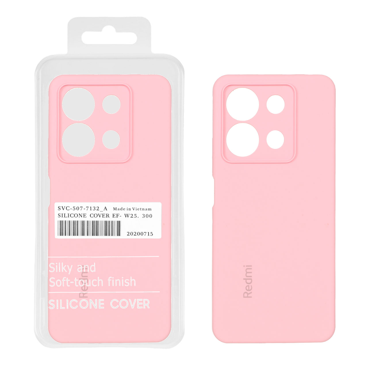 قاب سیلیکونی پاک کنی اورجینال درجه یک Xiaomi Redmi Note 13 4G - صورتی (پک دار)