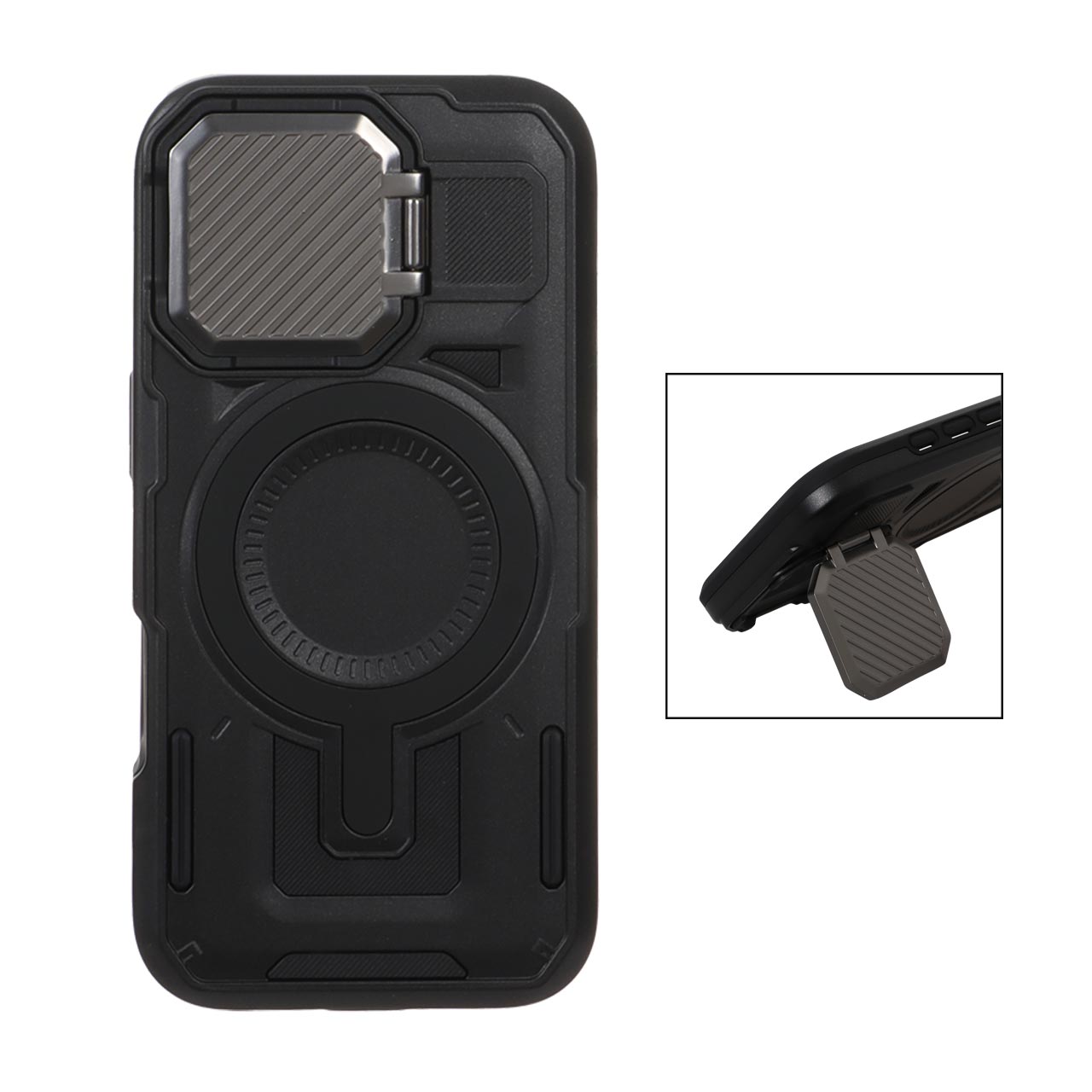 قاب Defender پشت سخت محافظ لنزدار فلزی مدل Apple iPhone 16 - مشکی - NTC