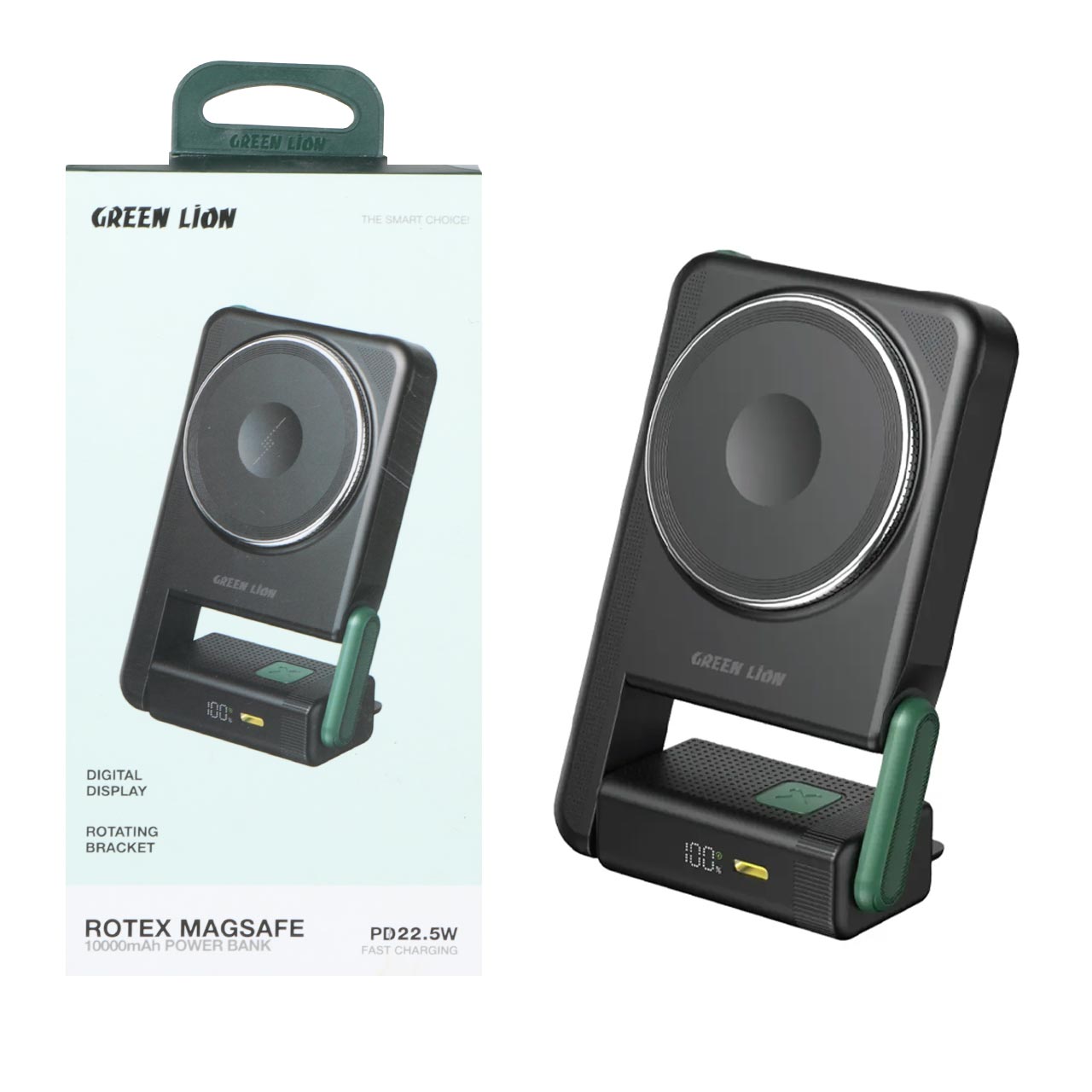 پاوربانک (PD و فست شارژ) Green Lion 22.5W 10000mAh مدل Rotex MagSafe GNROMAG10BK - مشکی (گارانتی 24 ماهه ایویز)