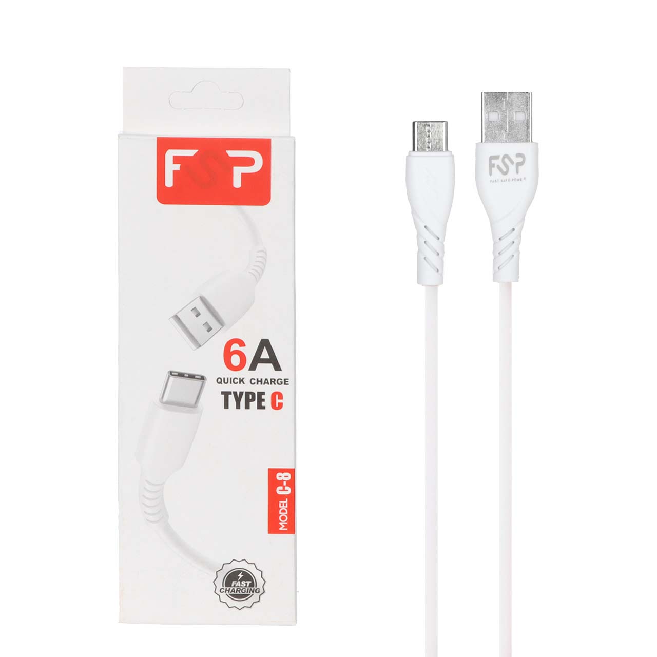 کابل شارژ فست FSP Type-C مدل C-8 - سفید - BSA