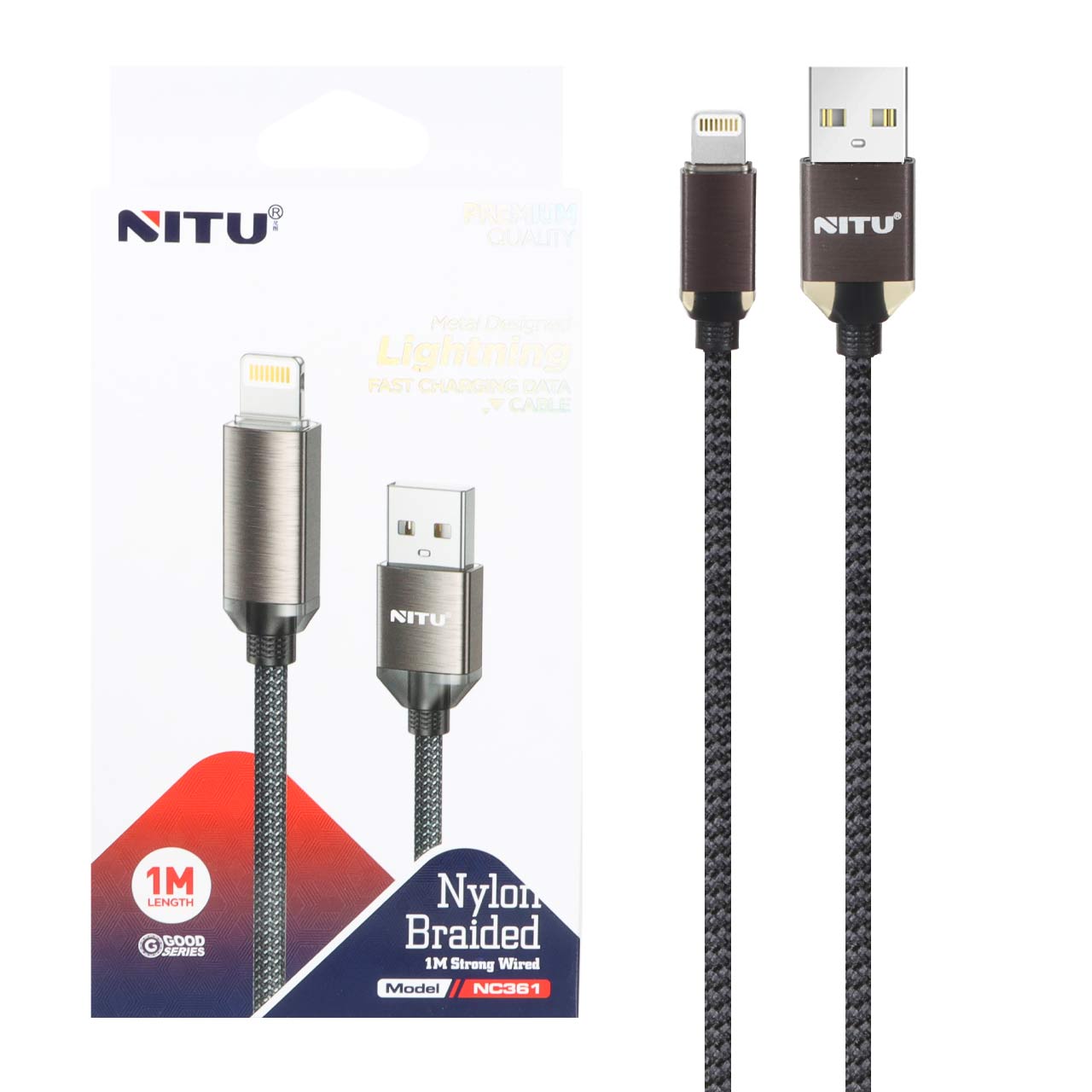 کابل شارژ فست آیفون Nitu مدل NC361 - مشکی (گارانتی 18 ماه تعویض نیکان همراه)