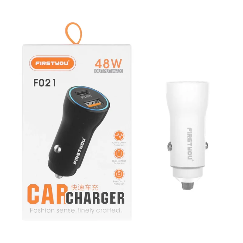 شارژر فندکی فست و PD دو پورت FIRSTYOU مدل F021 48W - سفید