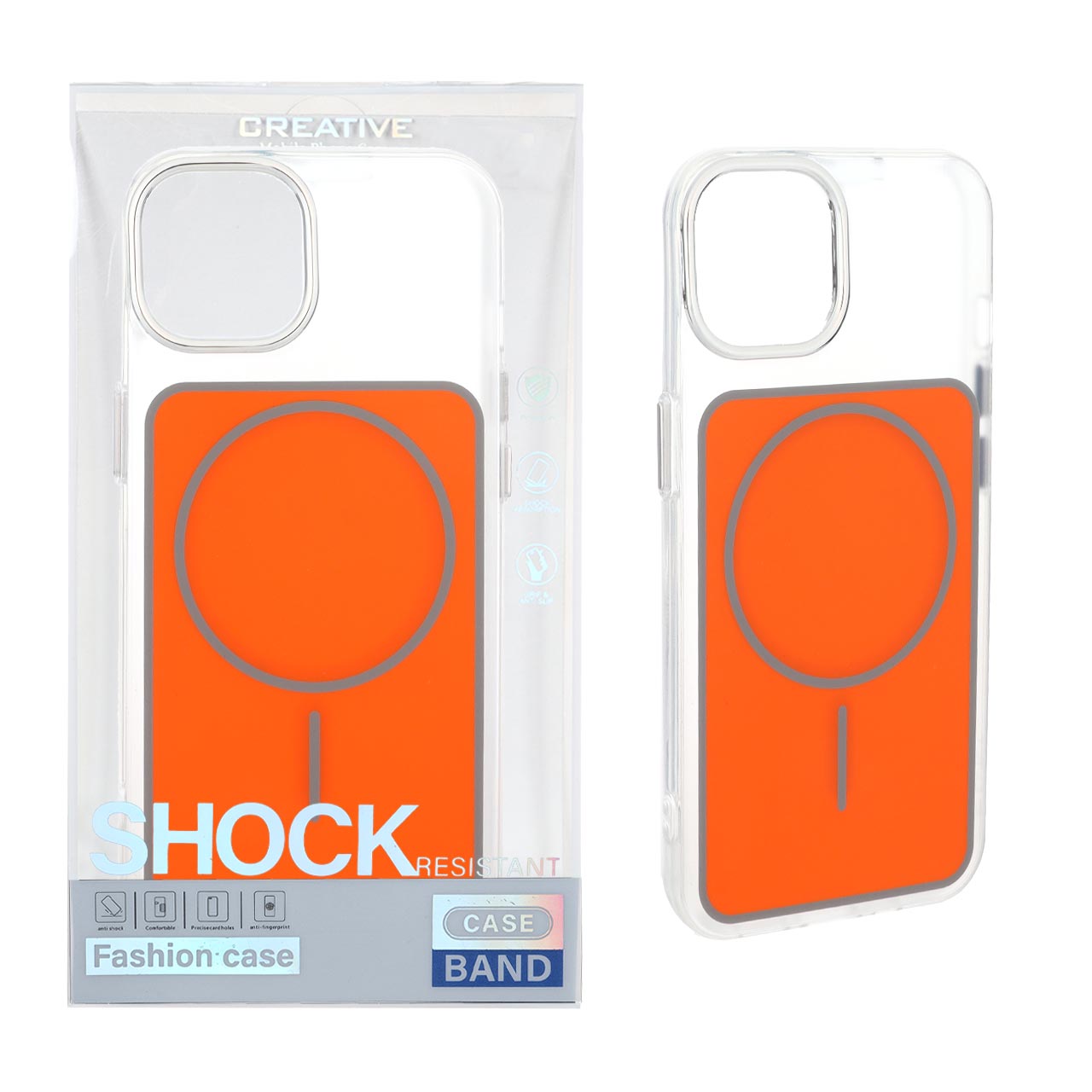 قاب اورجینال Unique Case مات رنگی MagSafe لنز کروم Apple iPhone 13 / iPhone 14 - نارنجی (پک دار)