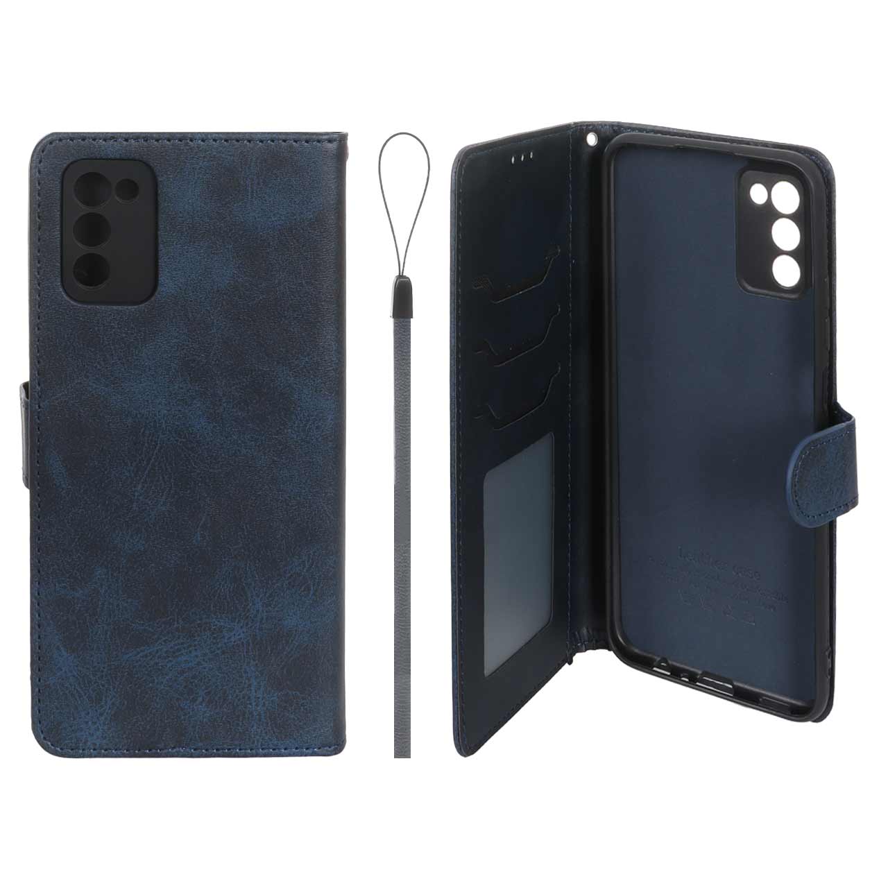 کیف موبایل مگنتی درجه یک داخل خز MNC Plus مدل Samsung Galaxy A03s / A02s - سرمه ای