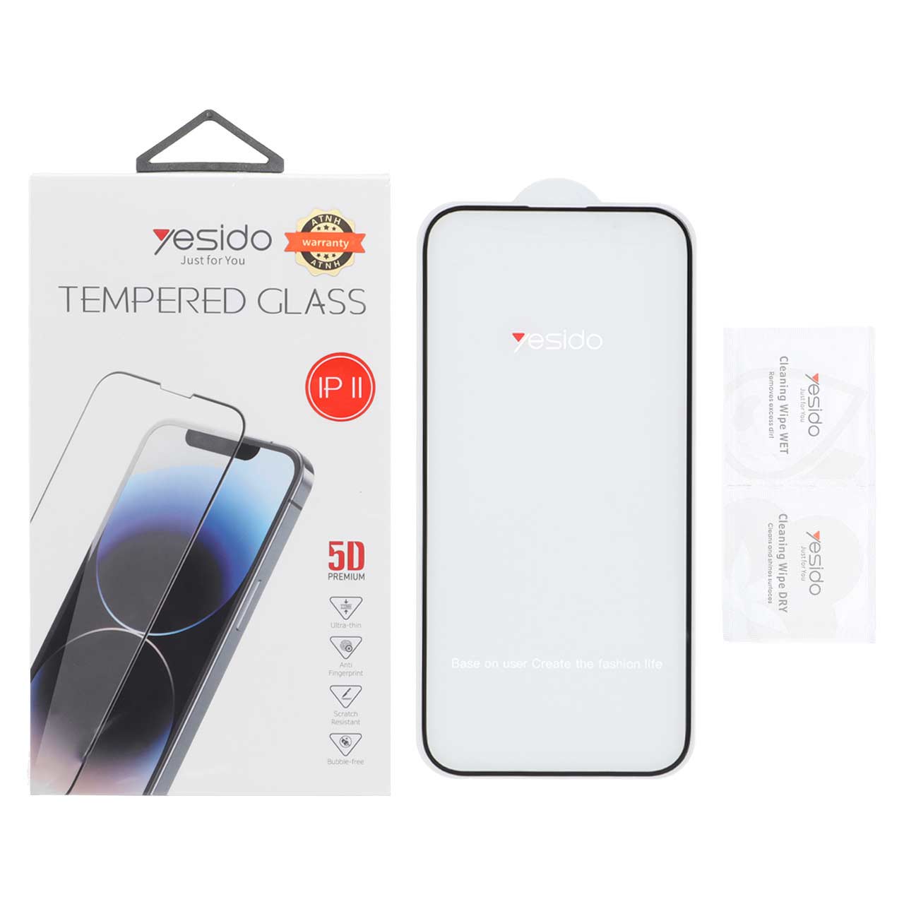 محافظ صفحه نمایش شیشه ای اورجینال TEMPERED Glass Yesido مدل Apple iPhone 15 Pro (پک دار)