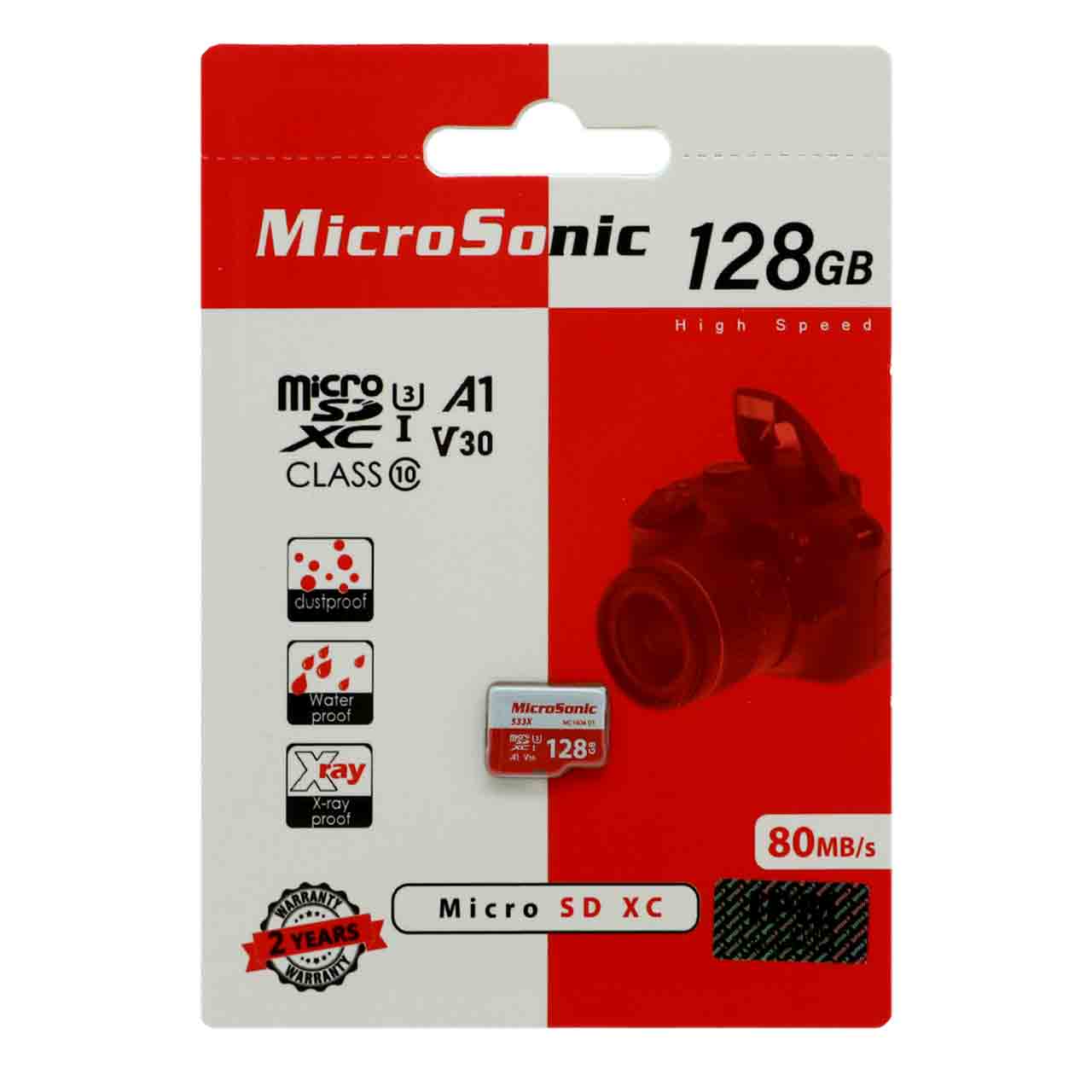 Microsonic MicroSDXC U3 A1 V30 Class10 (80MB/s) - 128GB (گارانتی مادام العمر IPM)