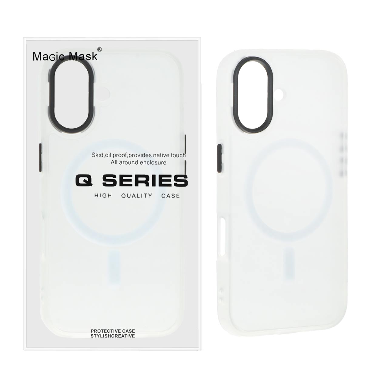 قاب اورجینال Magic Mask مات Magsafe بلک لنز  Apple iPhone 16 - سفید (پک دار)