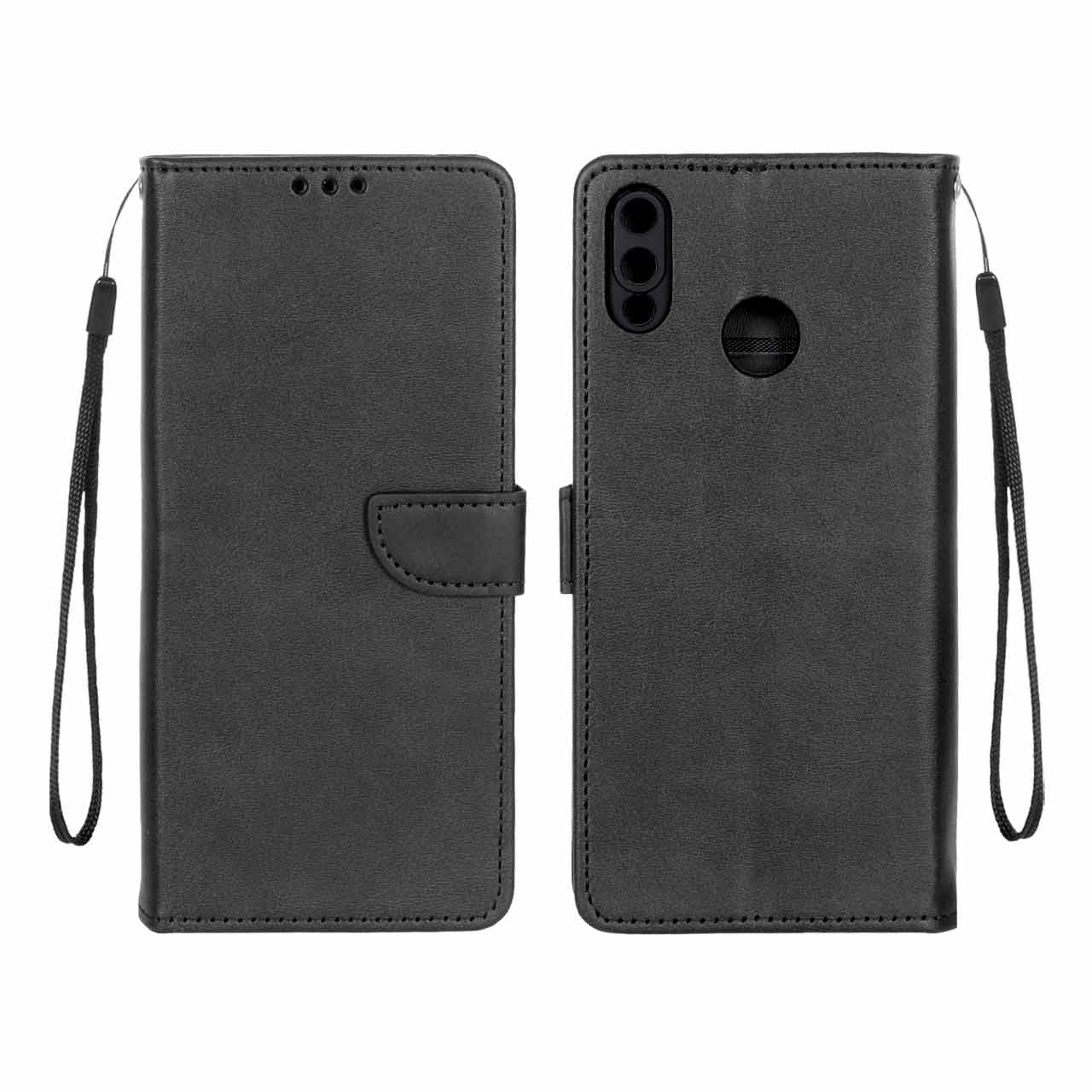 کیف چرمی موبایل مگنتی محافظ لنزدار Huawei Y9 2019 - مشکی