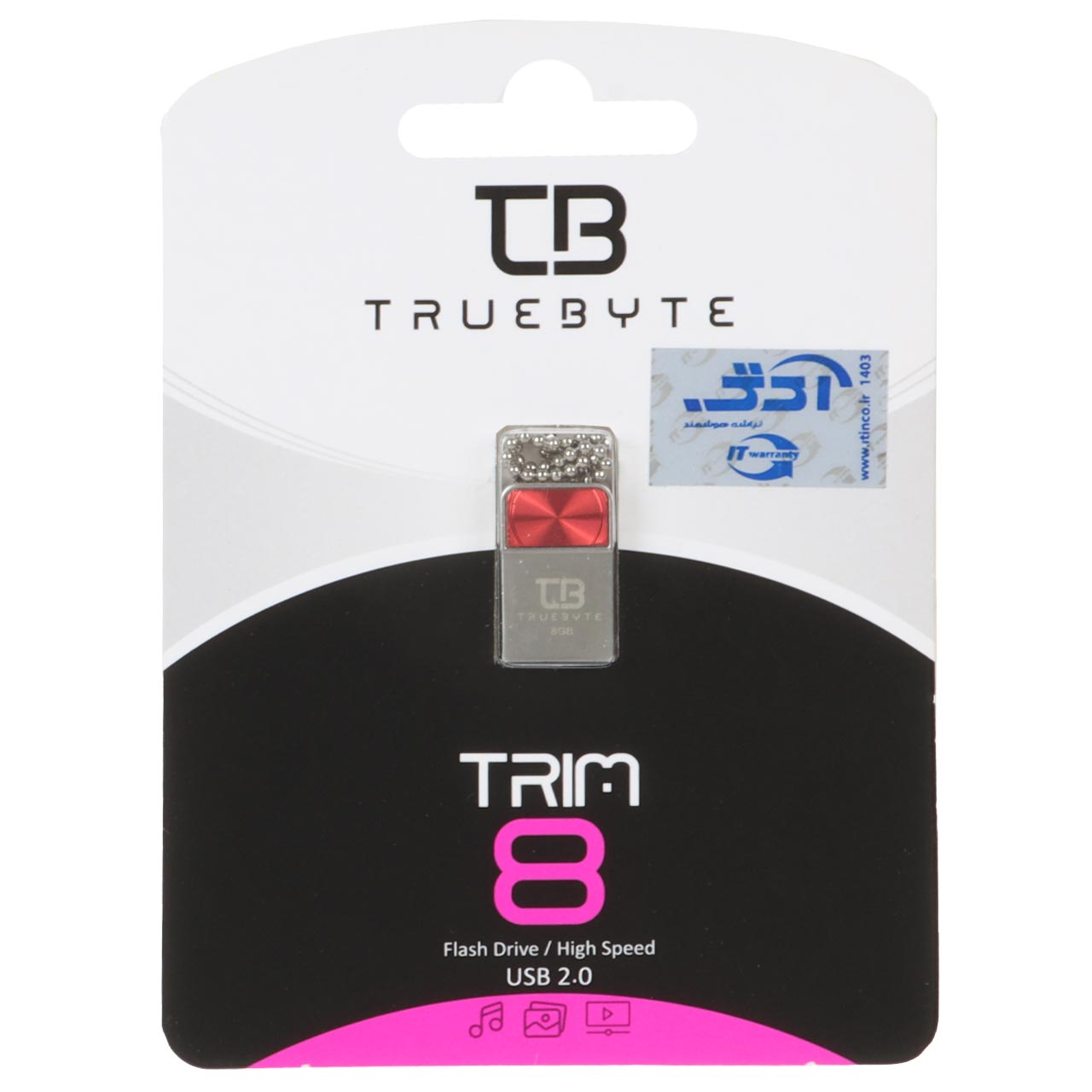 TRUEBYTE TRIM USB2.0 Flash Memory - 8GB قرمز (گارانتی مادام العمر شرکت آی تین)