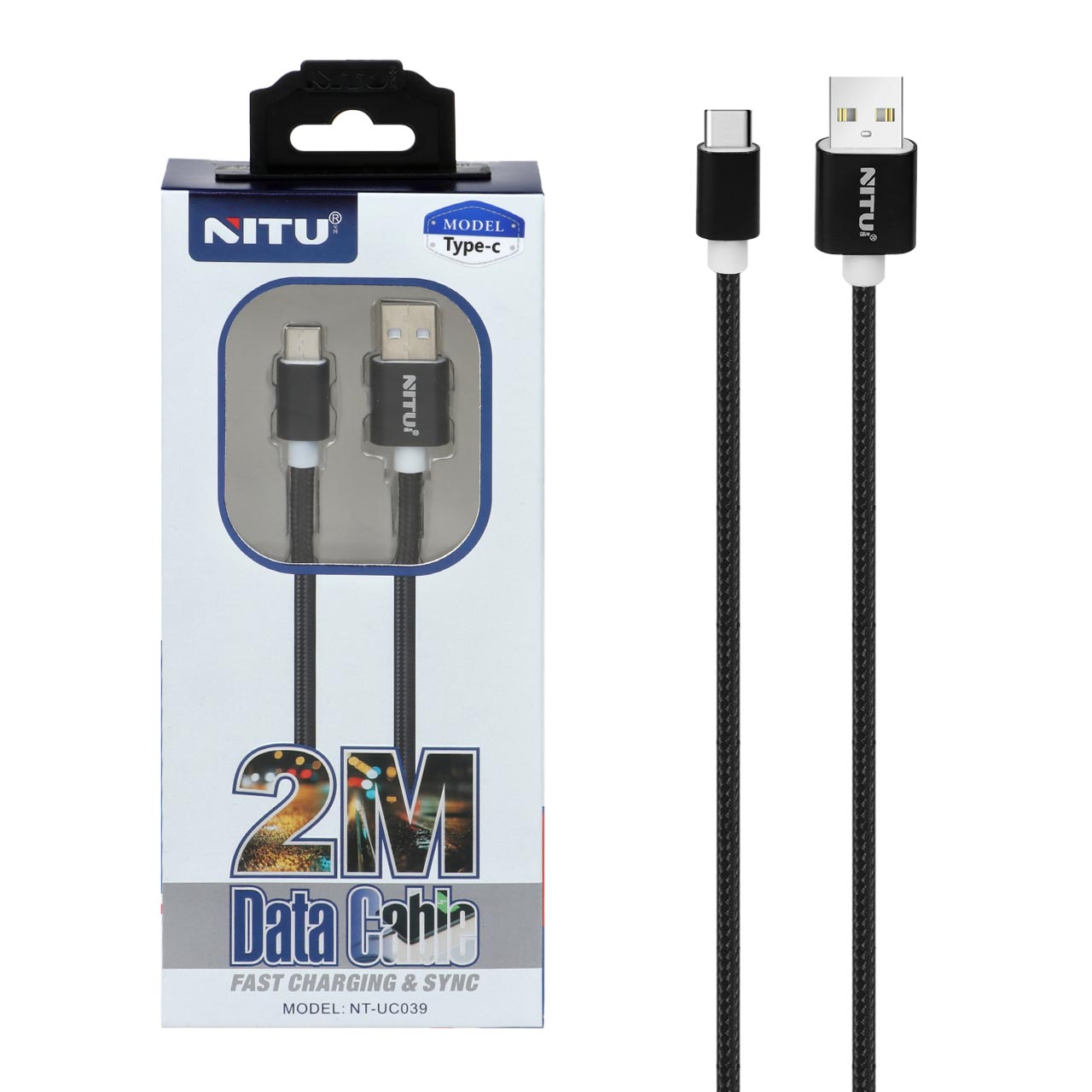 کابل شارژ 2 متری NITU Type-C مدل UC039 - مشکی (گارانتی 18 ماه تعویض نیکان همراه)