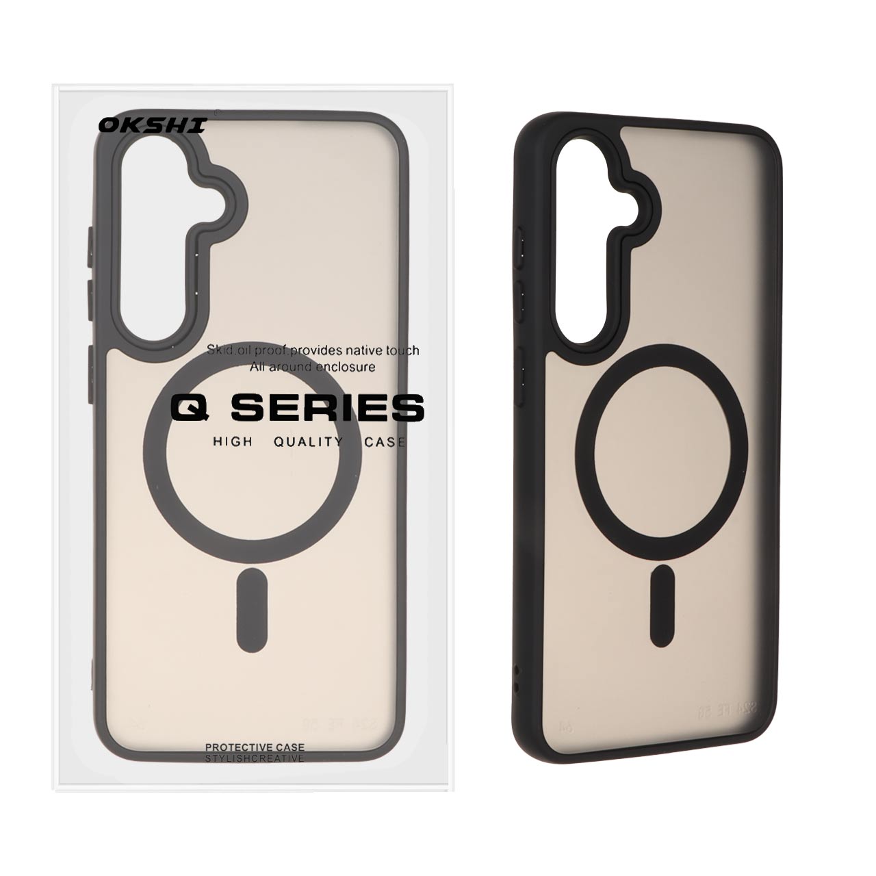 قاب اورجینال Magic Mask مات Magsafe بلک لنز Samsung Galaxy S24 FE - مشکی (پک دار)