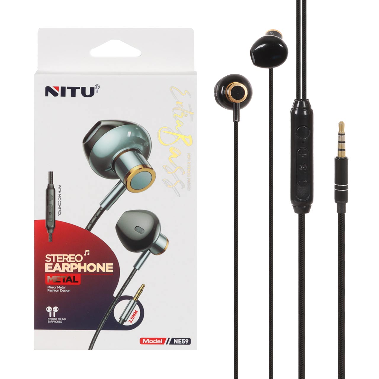 هندزفری با سیم Nitu مدل NE59 - مشکی