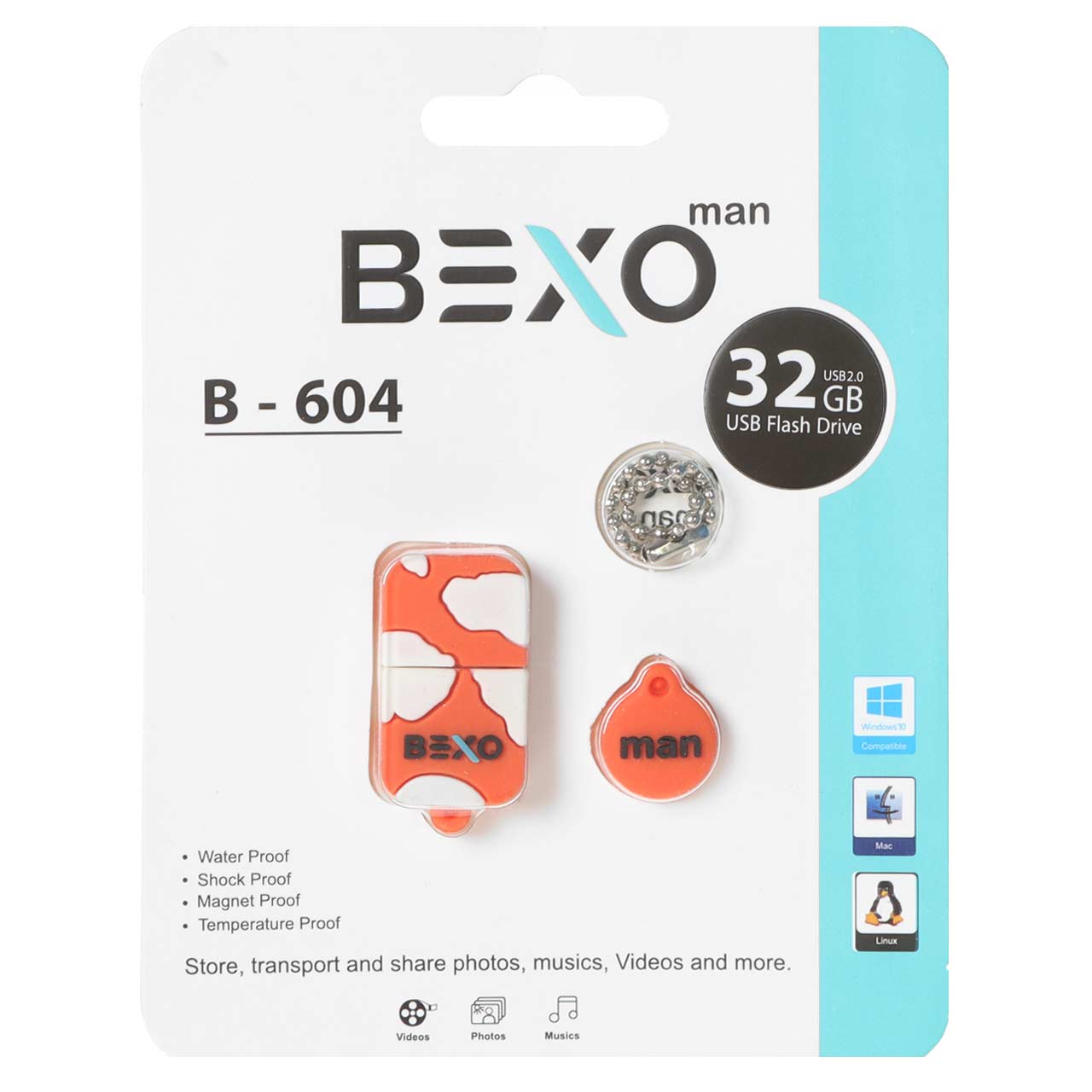 BEXO B-604 USB2.0 Flash Memory-32GB (گارانتی داده پردازی آواتک) نارنجی
