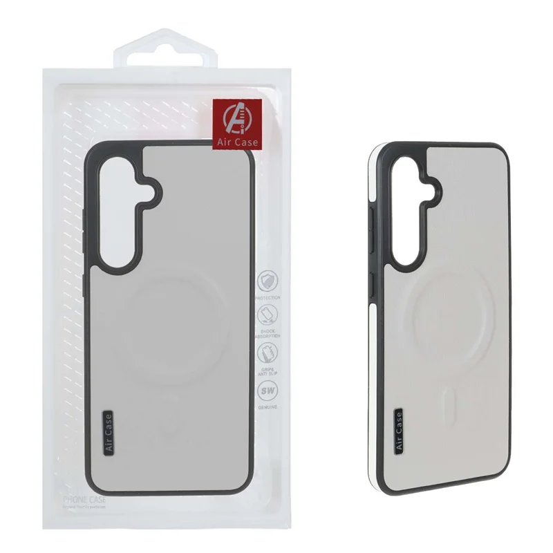 قاب چرمی اورجینال Air Case Magsafe مدل Samsung Galaxy S24 FE - طوسی (پک دار)