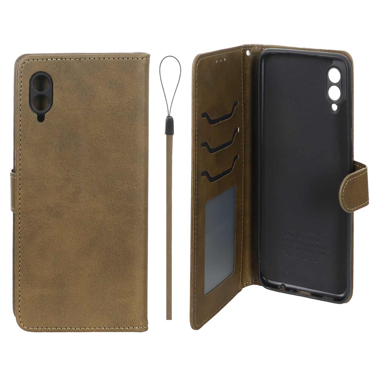 کیف موبایل مگنتی درجه یک داخل خز MNC Plus مدل Samsung Galaxy A02 / M02 - سبز زیتونی