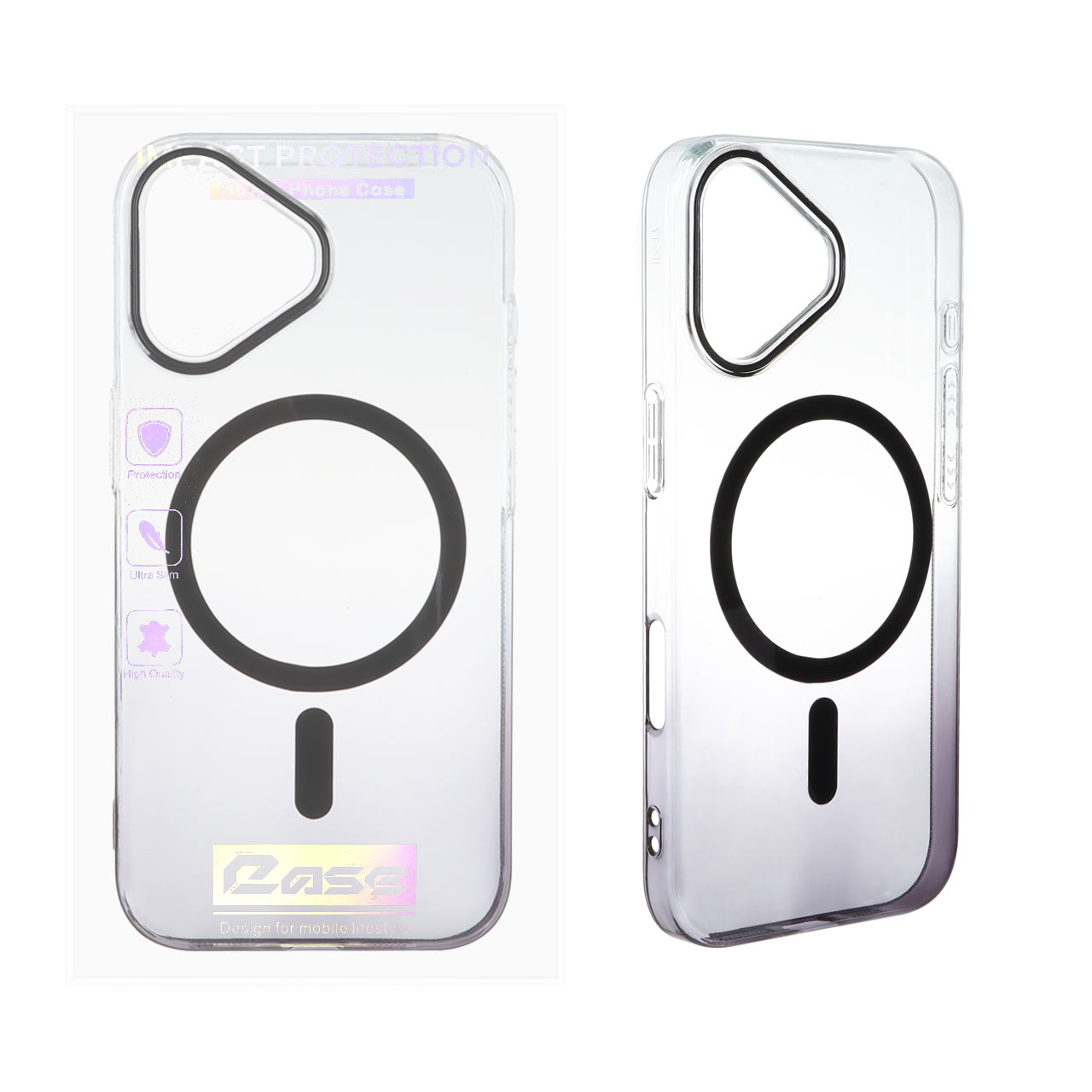 قاب اورجینال کریستالی دو رنگ Magsafe مدل Apple iPhone 17 - مشکی (پک دار)