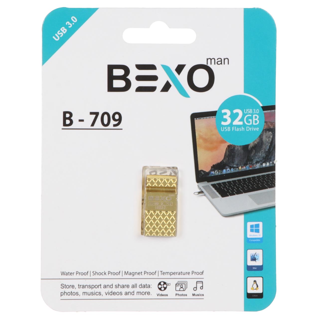BEXO B-709 USB3.0 Flash Memory - 32GB (گارانتی داده پردازی آواتک) طلایی