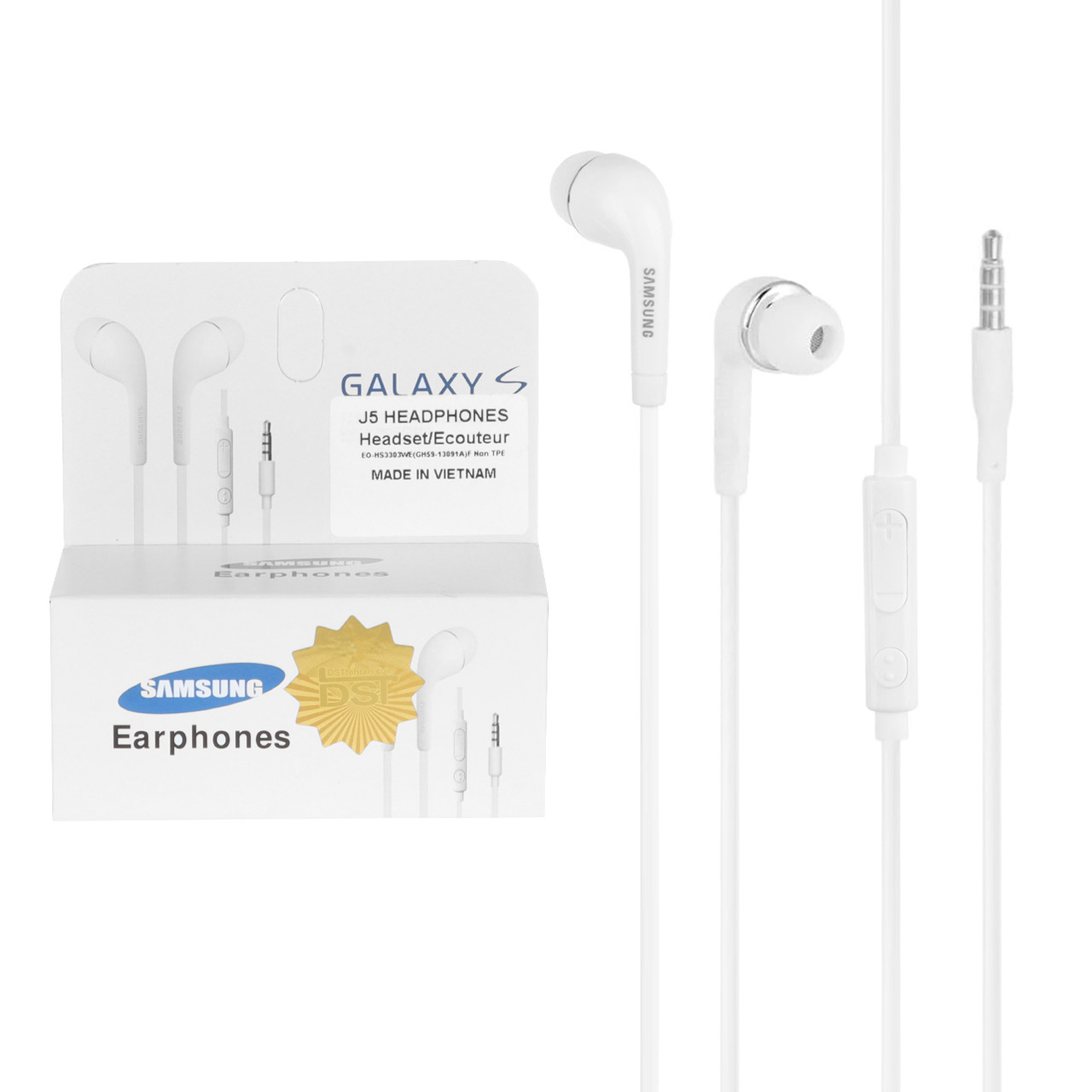 هندزفری با سیم سامسونگ مدل J5 - سفید (پک دار) - DST (گارانتی شش ماهه)