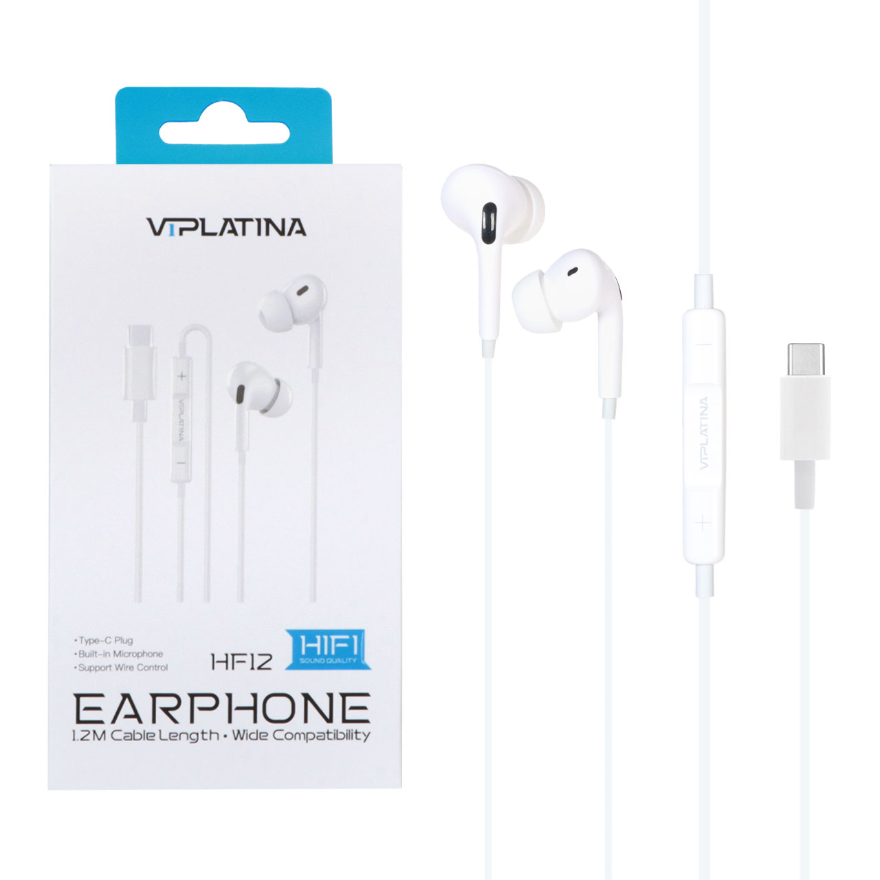 هندزفری باسیم VIPLATINA Type-C مدل HF12 - سفید