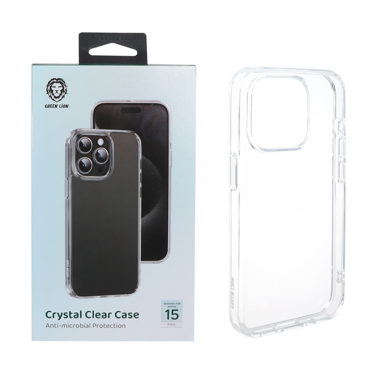 قاب اورجینال Green Lion پشت سخت Crystal Clear مدل Apple iPhone 15 Pro - شفاف (پک دار)