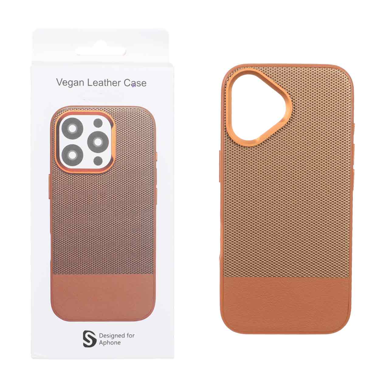 قاب اورجینال Vegan Leather Case چرمی دو تکه Apple iPhone 16 - قهوه ای (پک دار) - MPS