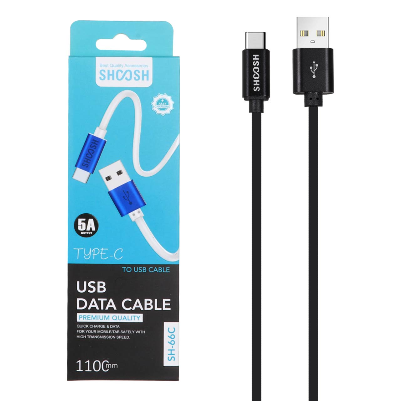کابل شارژ 1.1 متری فست Shoosh Type-C مدل SH66C - مشکی - SMO