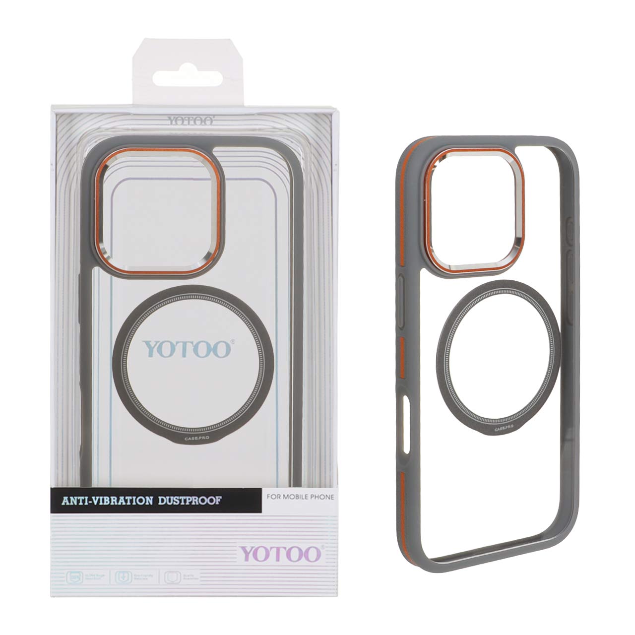 قاب اورجینال Yotoo شفاف MagSafe لنز فلزی Apple iPhone 16 Pro - خاکستری (پک دار) - NTC