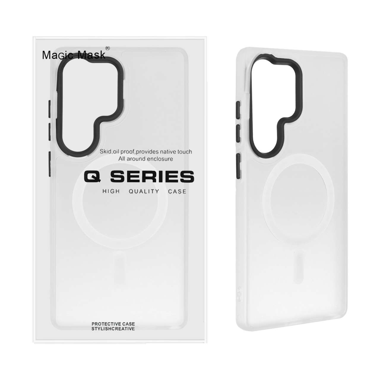قاب اورجینال Magic Mask مات Magsafe بلک لنز Samsung Galaxy S25 Ultra - سفید (پک دار)