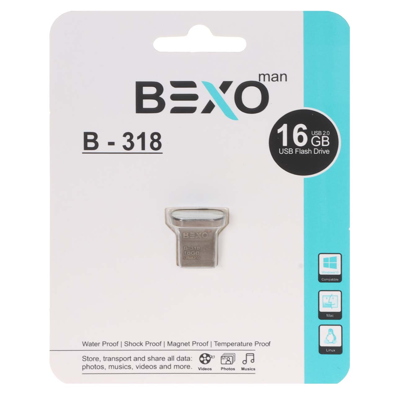 BEXO B-318 USB2.0 Flash Memory - 16GB (گارانتی داده پردازی آواتک) مشکی