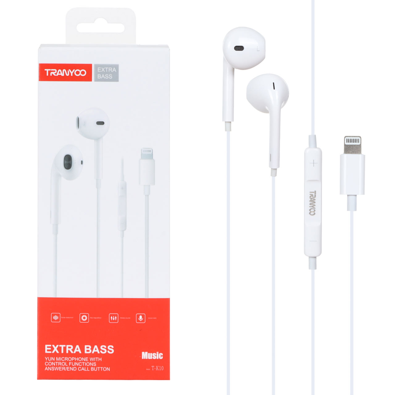 هندزفری با سیم با پورت آیفون Tranyoo مدل T-K10 - سفید