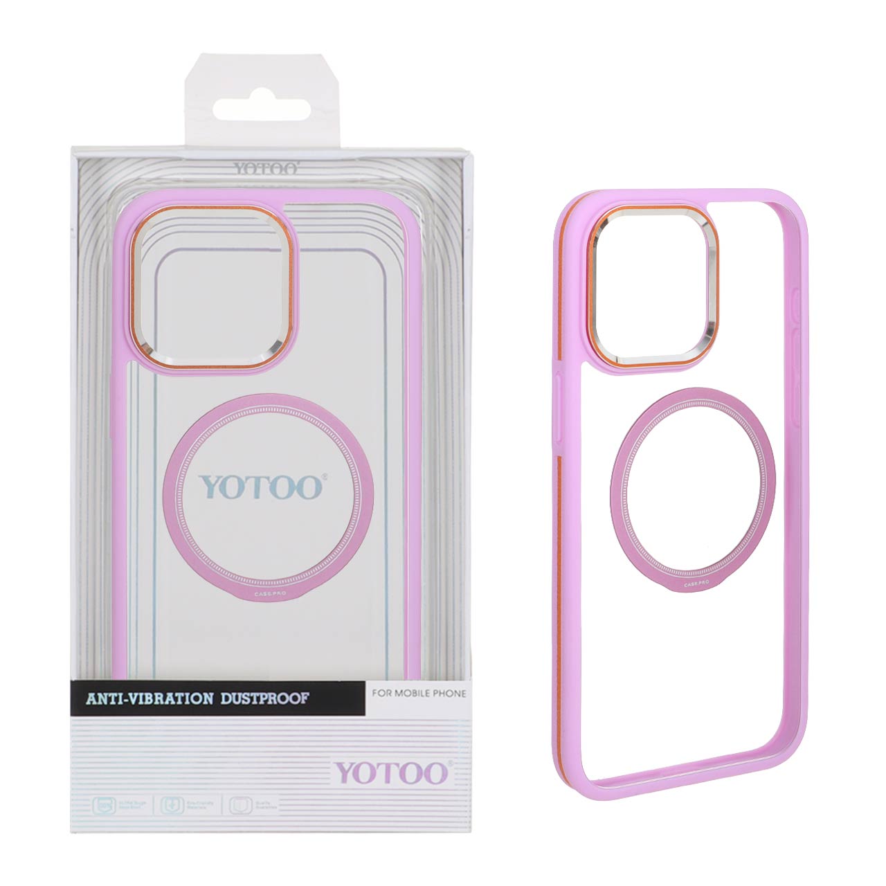 قاب اورجینال Yotoo شفاف MagSafe لنز فلزی Apple iPhone 15 Pro Max - یاسی (پک دار) - NTC