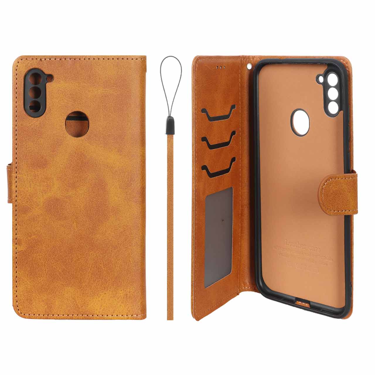 کیف موبایل مگنتی درجه یک داخل خز MNC Plus مدل Samsung Galaxy A11 / M11 - عسلی