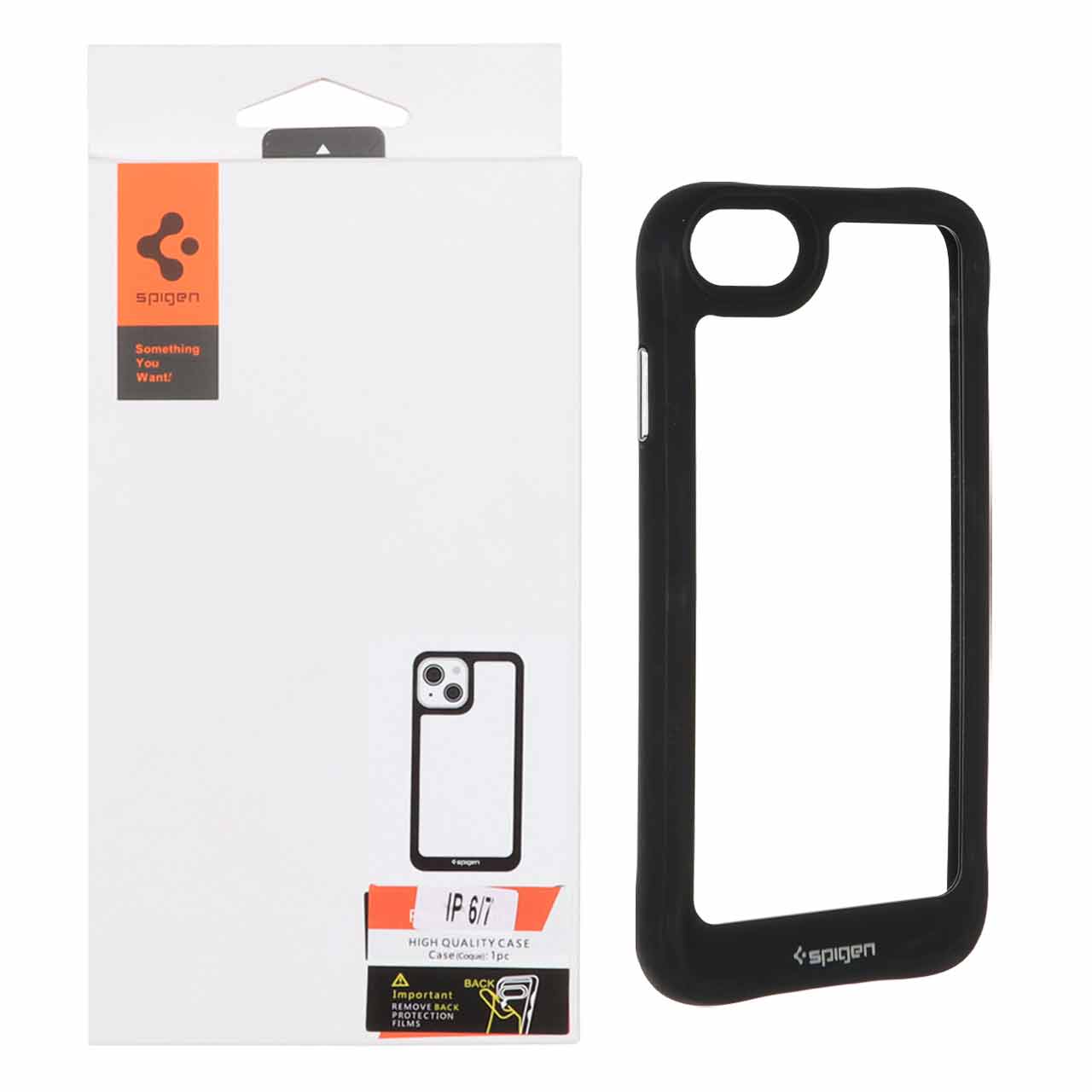 قاب اورجینال Spigen مدل Apple iPhone SE (2020) / iPhone 6 / iPhone 6s / iPhone 7 / iPhone 8 - شفاف مشکی