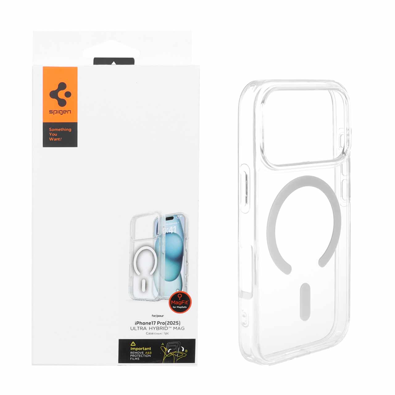 قاب اورجینال Spigen ULTRA HYBRID MagSafe مدل Apple iPhone 17 Pro - شفاف (پک دار)