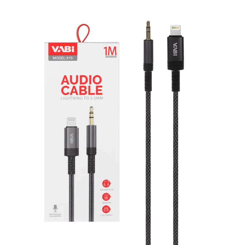 تبدیل VABI AUX TO Lightning مدل X15 - مشکی