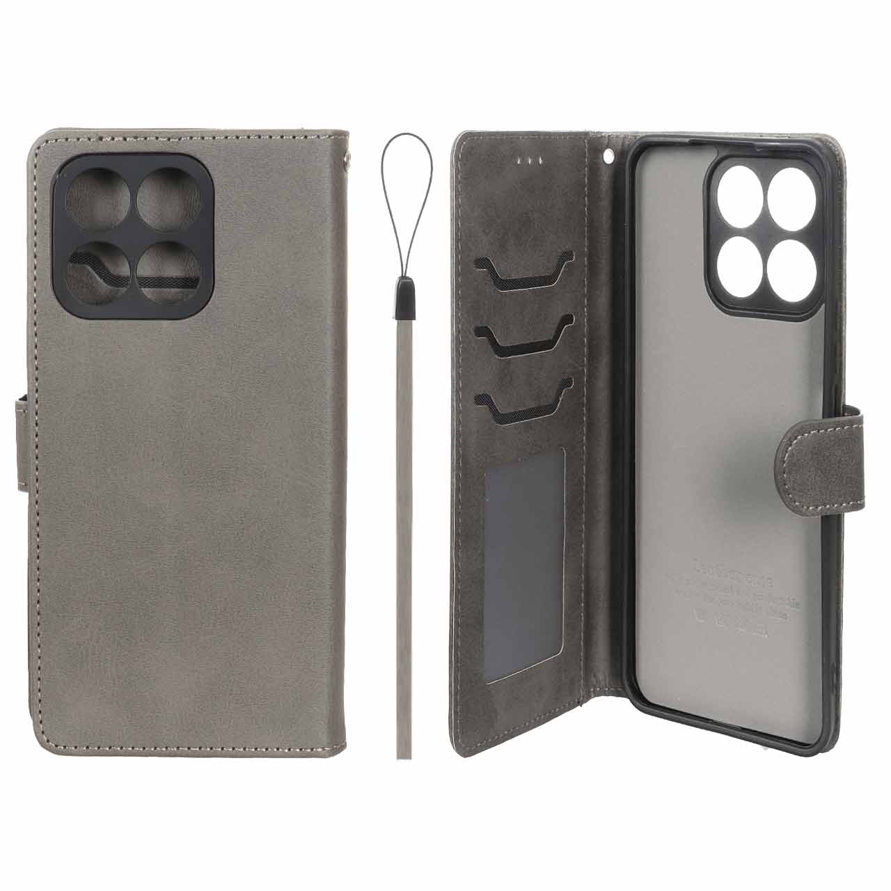 کیف موبایل مگنتی درجه یک داخل خز MNC Plus مدل Honor X8a - خاکستری